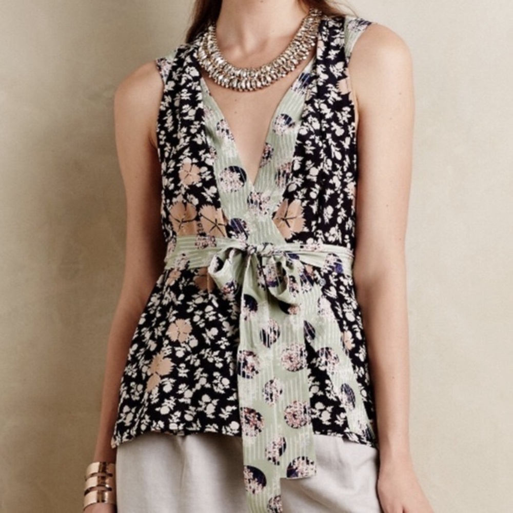Anthropologie HD in Paris Starflower Wrap Blouse